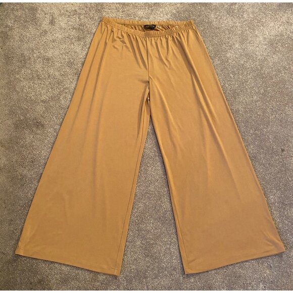 NWT Bob Mackie Wearable Art Womens Tan Wide-Leg Pants 1X - Picture 1 of 11